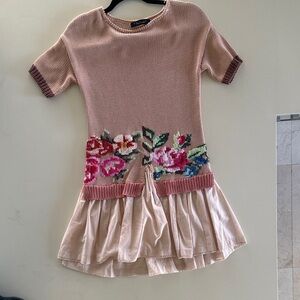Twin-Set Pink and Brown Floral Knit Dress